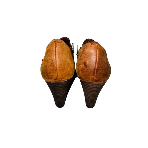 Clark “Heath Woodlark” Brown Distressed Leather Stacked Heel Ankle Booties 9M - Picture 7 of 12